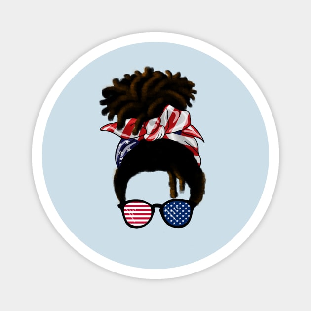 Afro American Woman hair with usa colors, Messy Hair Magnet by logiamerch